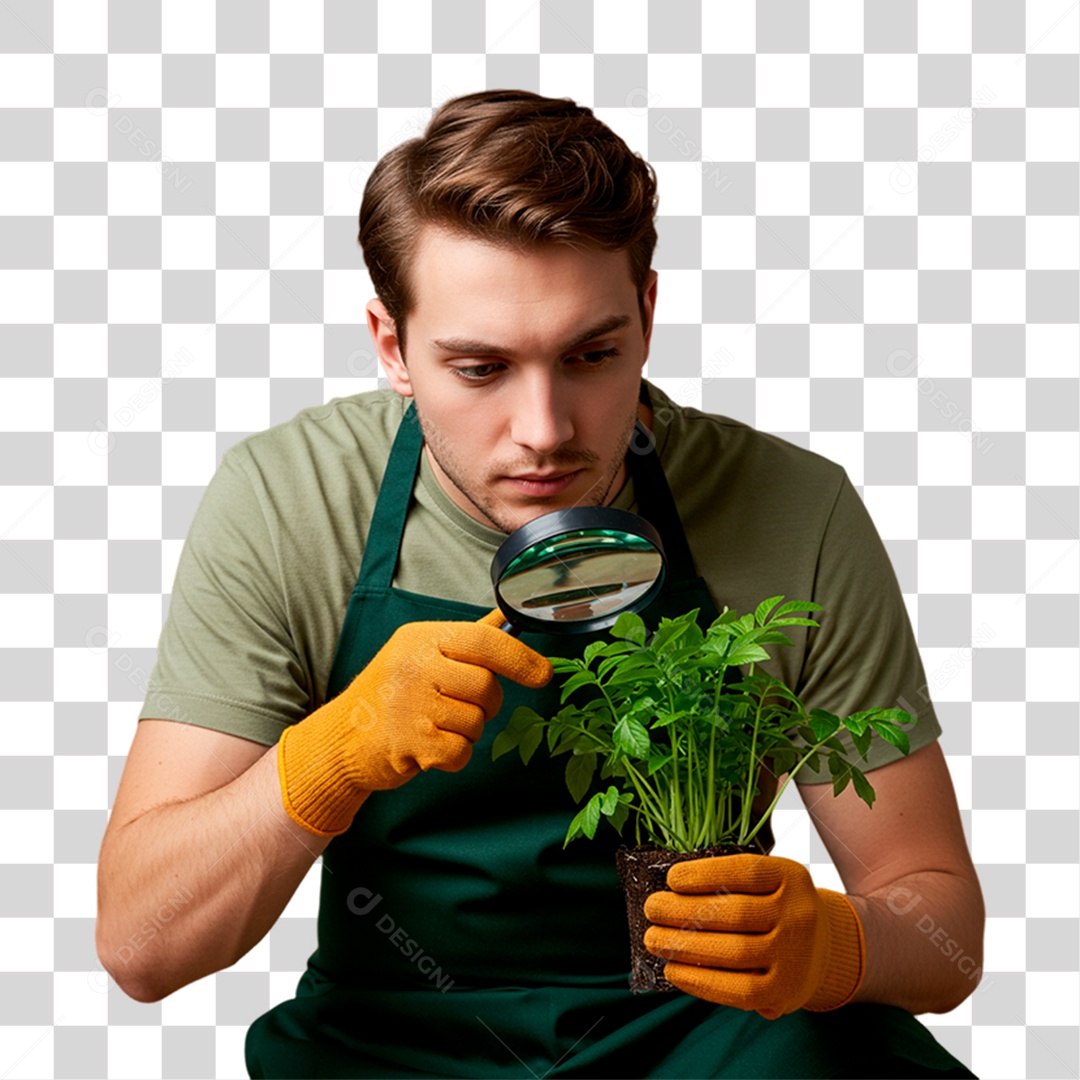 Jardineiro Segurando Plantas PNG Transparente