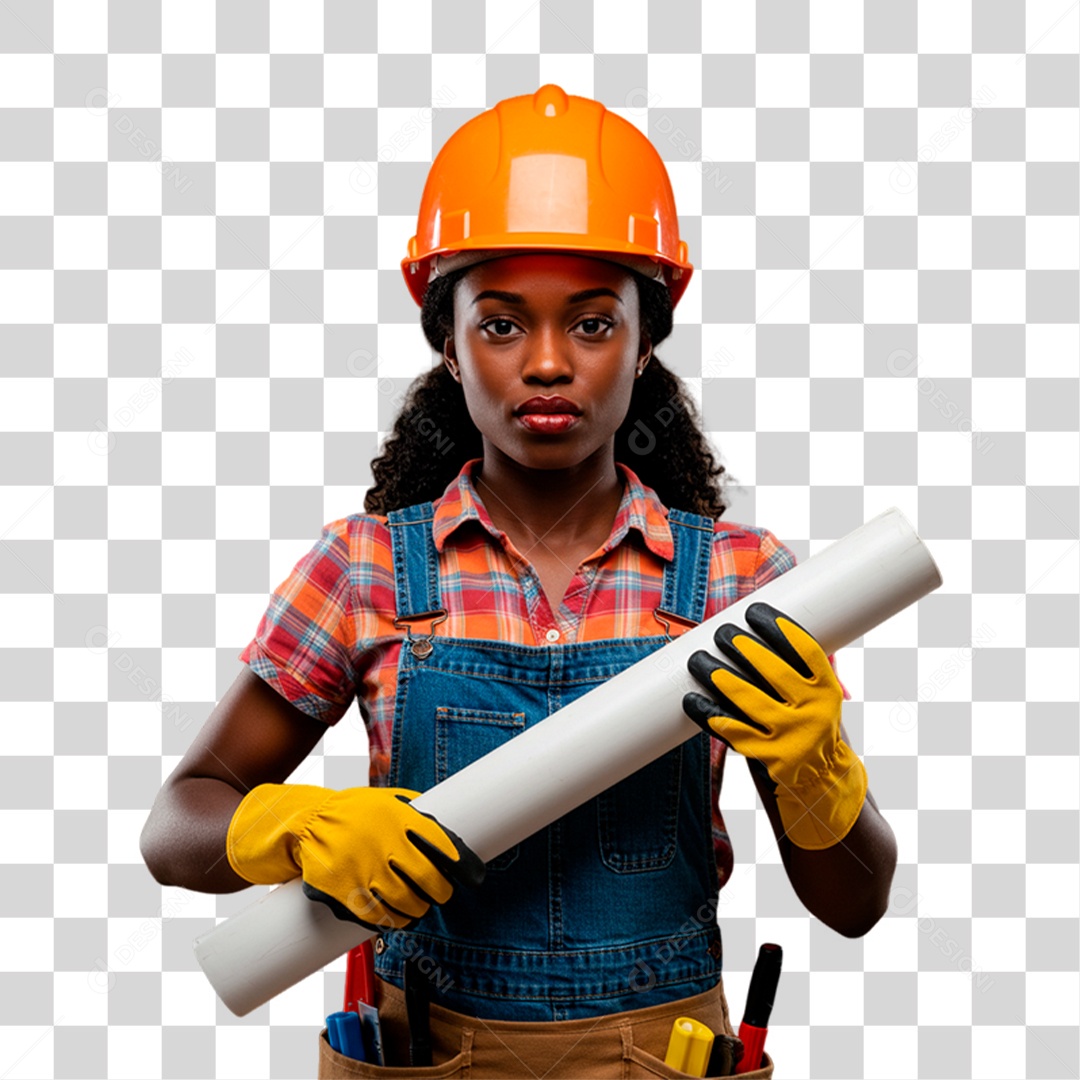 Engenheira Segurando Cano PNG Transparente