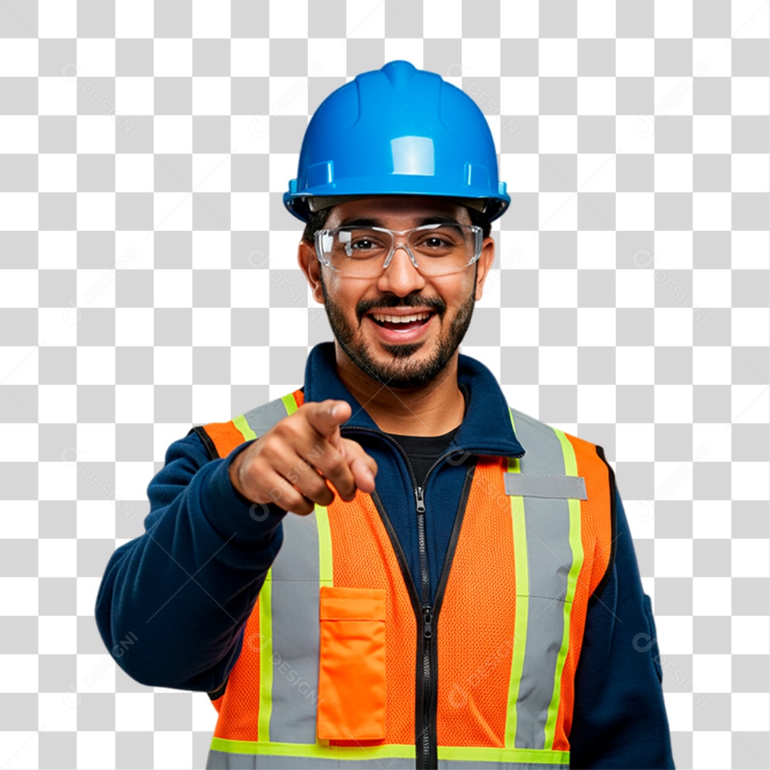 Homem com Capacete de Segurança PNG Transparente