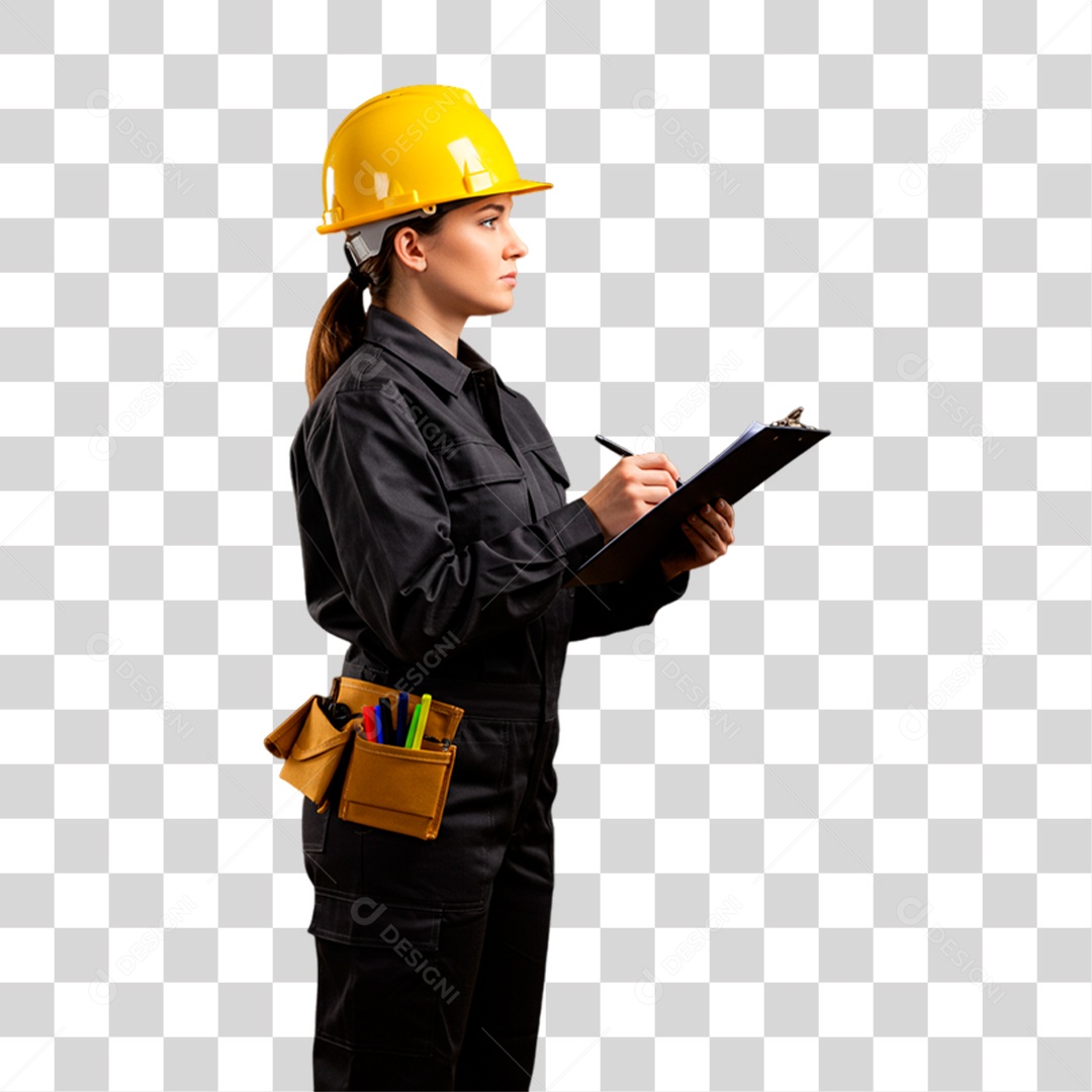 Mulher com Capacete de Segurança PNG Transparente
