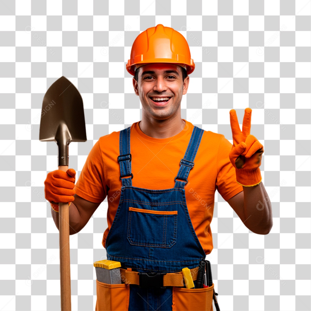 Homem com Capacete de Segurança PNG Transparente