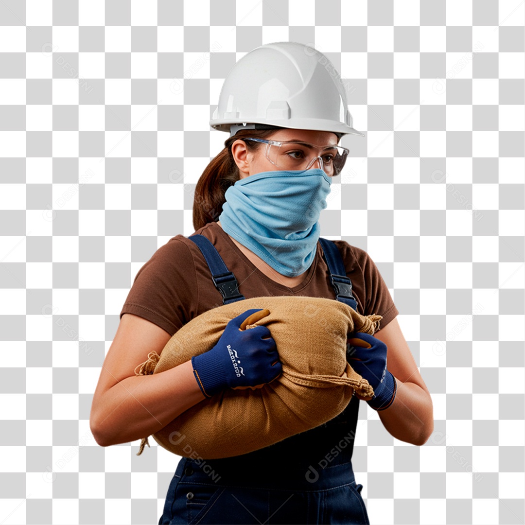Mulher com Capacete de Segurança PNG Transparente