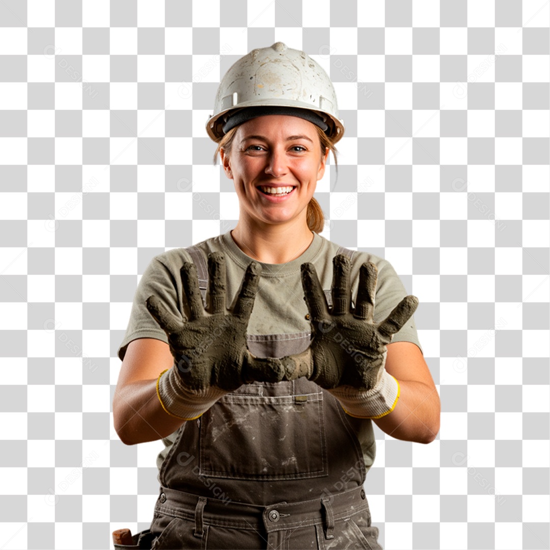 Engenheira Fazendo Sinal com as Mãos PNG Transparente