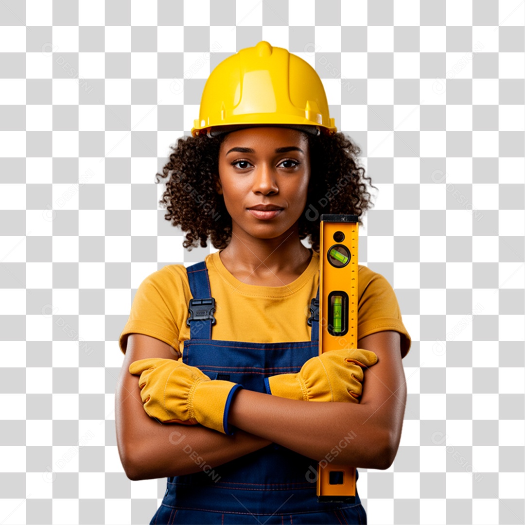 Mulher com Capacete de Segurança PNG Transparente