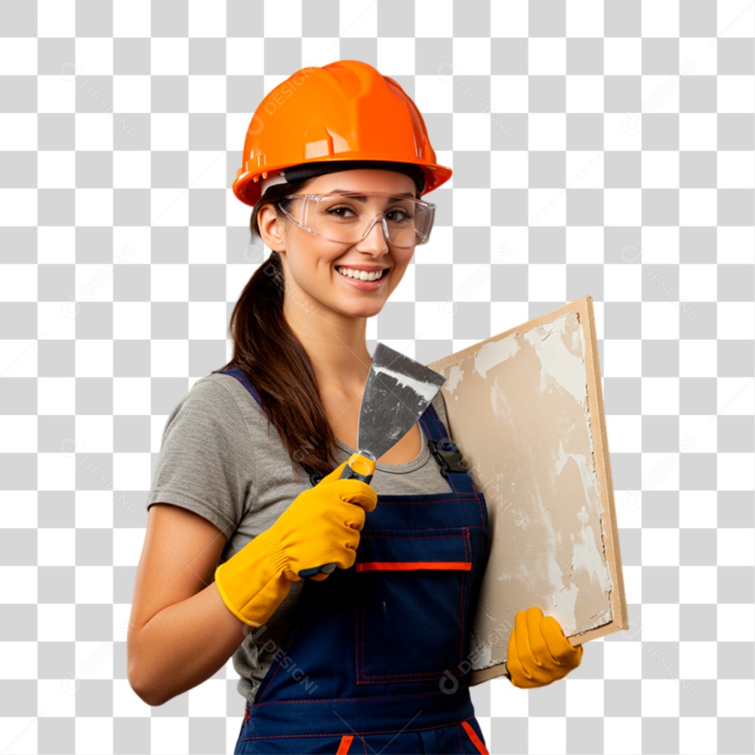 Engenheira Segurando Ferramenta de Trabalho PNG Transparente