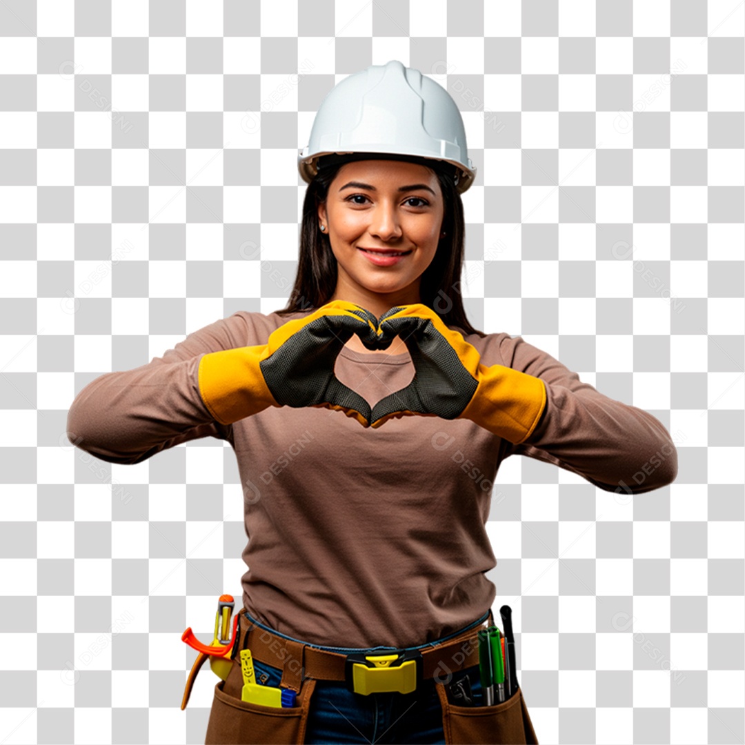 Engenheira Fazendo Sinal de Coração com as Mãos PNG Transparente