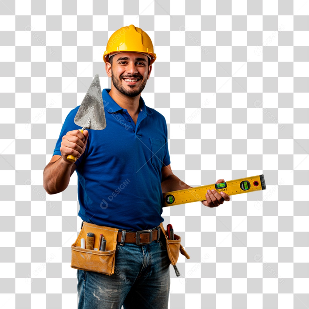 Pedreiro Segurando Ferramenta de Trabalho PNG Transparente