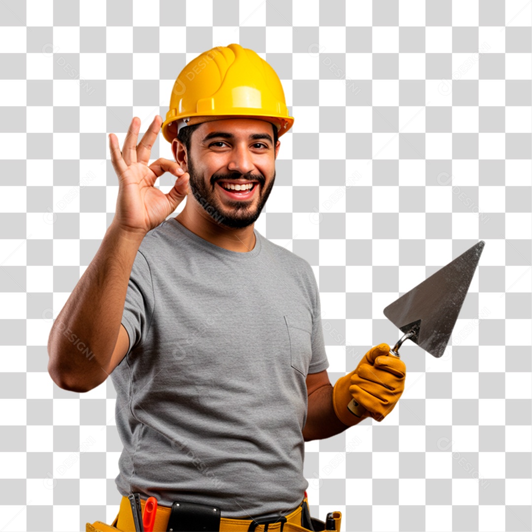 Pedreiro Segurando Ferramenta de Trabalho PNG Transparente