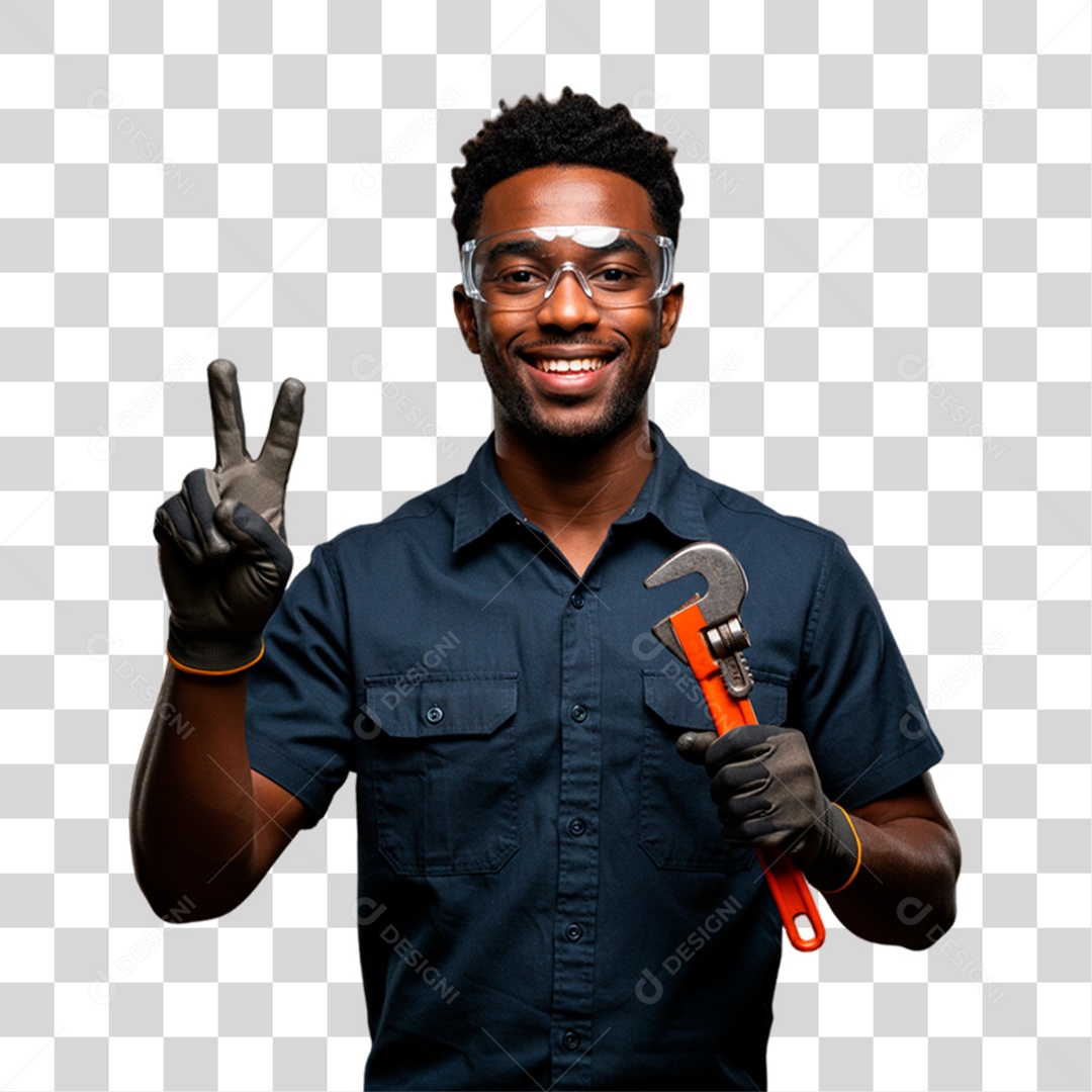 Mecânico Segurando Chave PNG Transparente