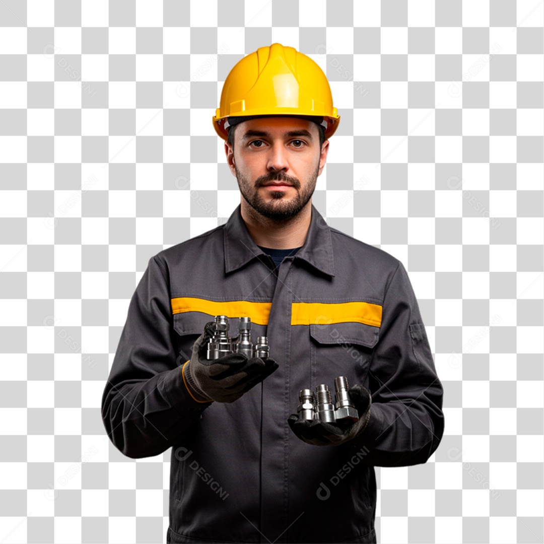 Mecânico Segurando Chave PNG Transparente