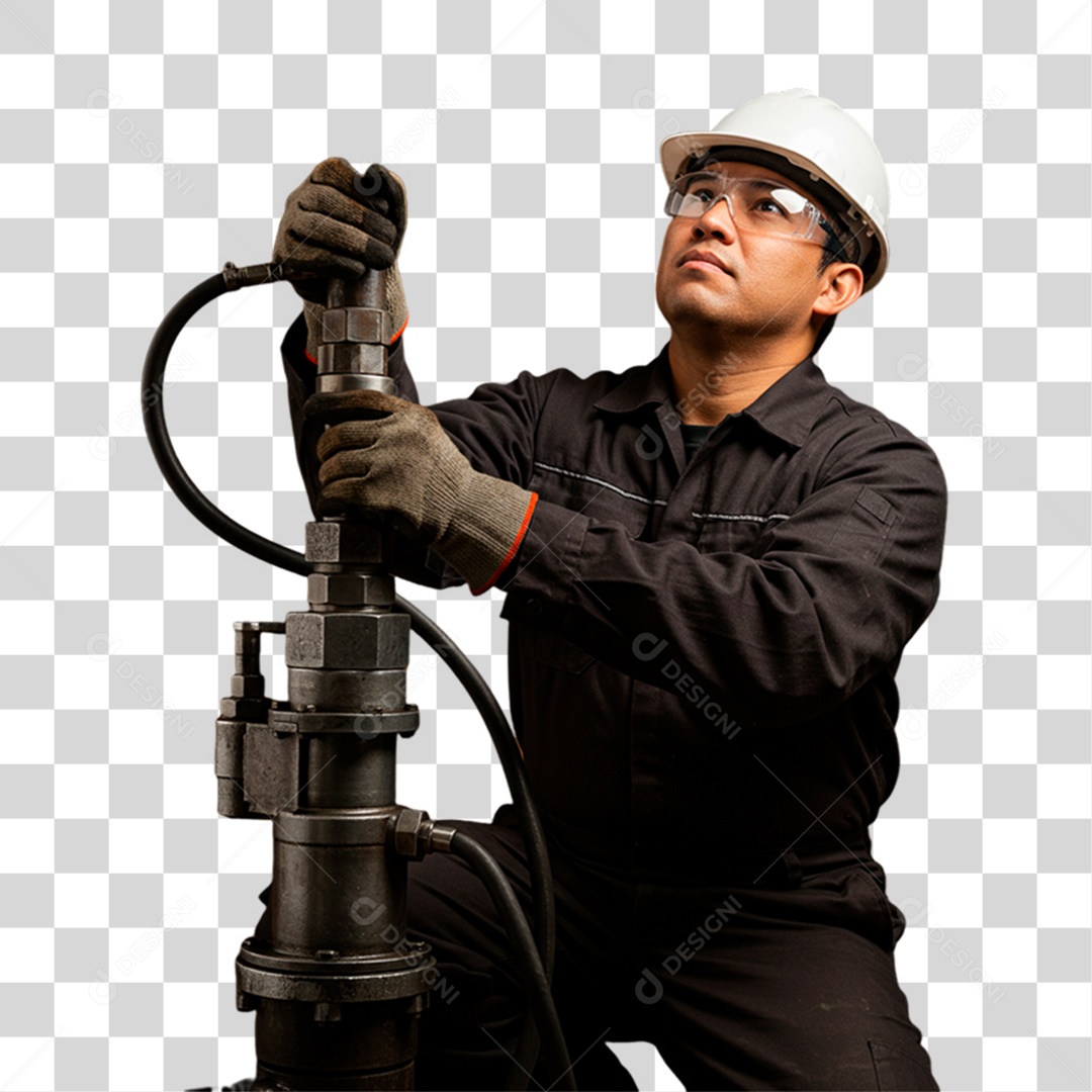 Mecânico Segurando Peça PNG Transparente