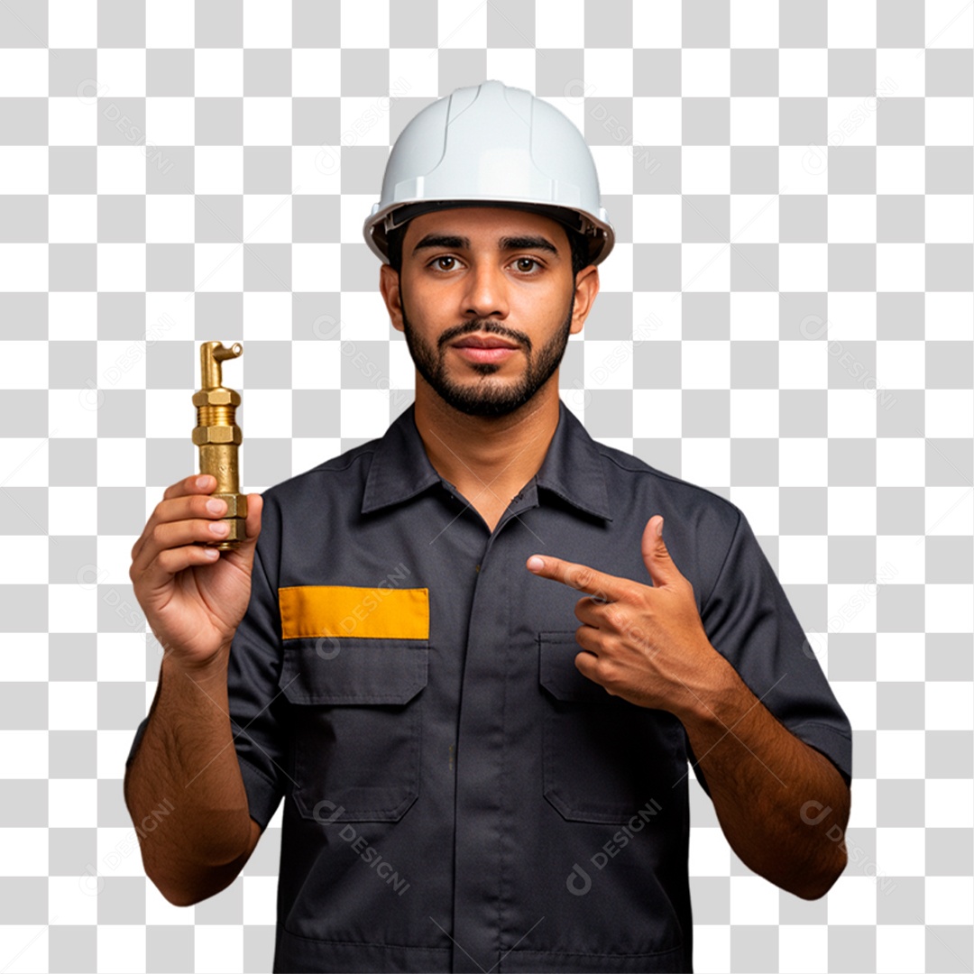 Mecânico Segurando Peça PNG Transparente