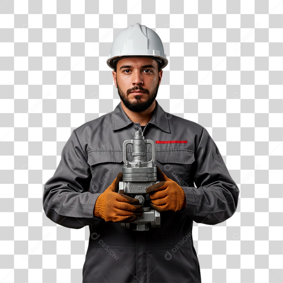 Mecânico Segurando Peça PNG Transparente