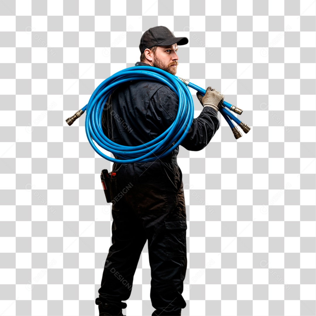 Mecânico Segurando Mangueira Peças PNG Transparente