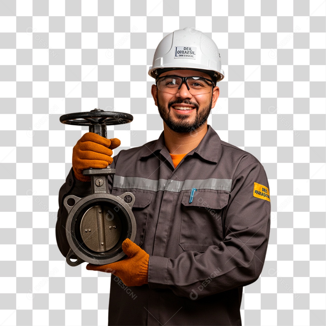 Mecânico Segurando Válvula Registro PNG Transparente
