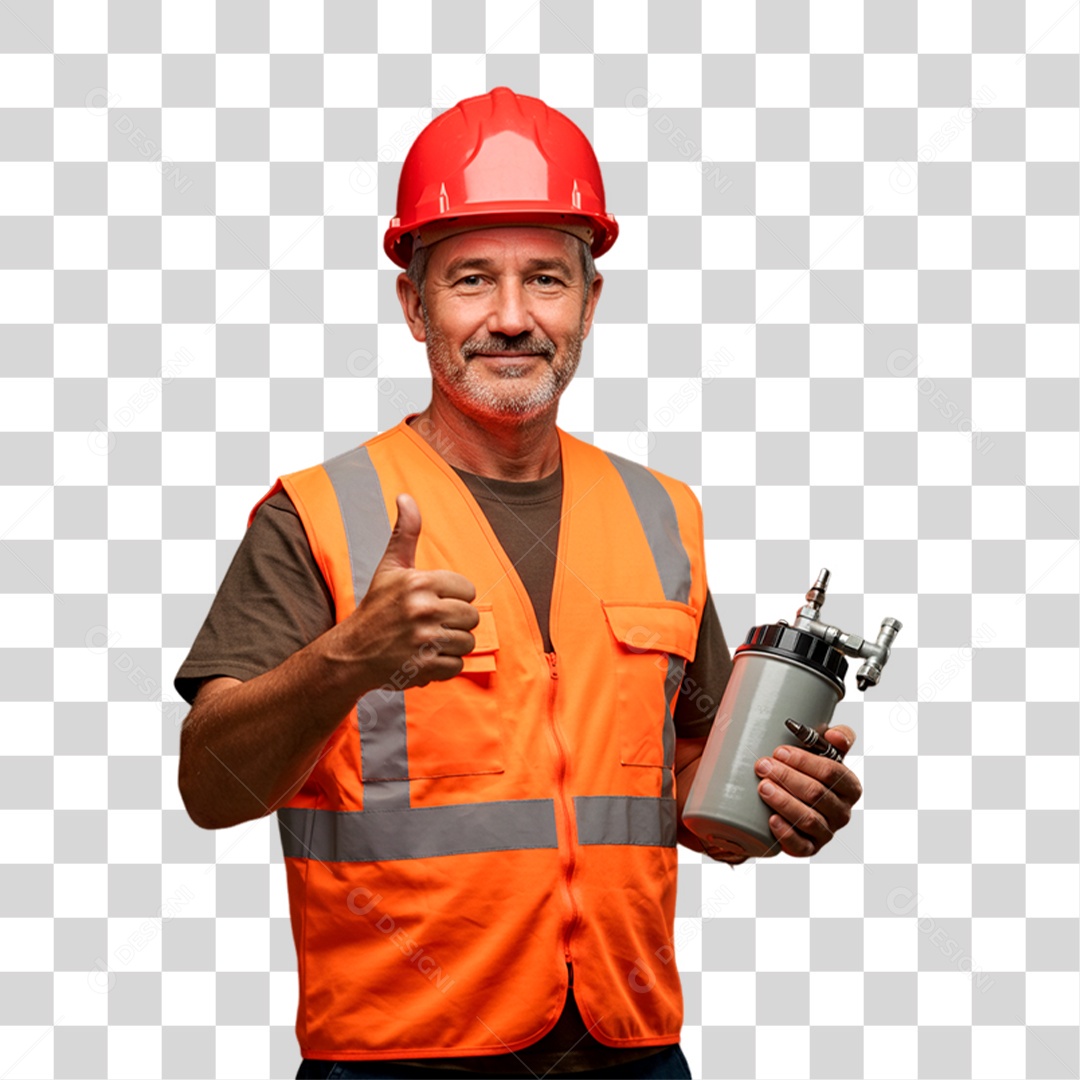 Mecânico Segurando Pulverizador de Pintura PNG Transparente