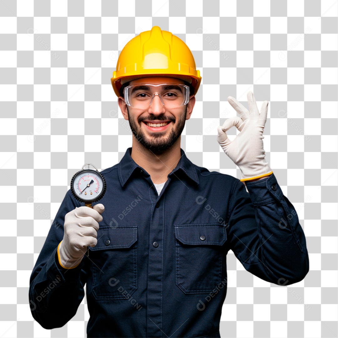 Operário Segurando Peça PNG Transparente