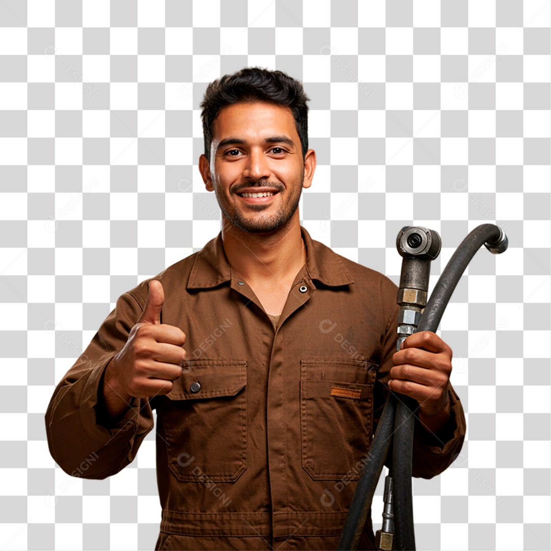 Mecânico Segurando Peças PNG Transparente