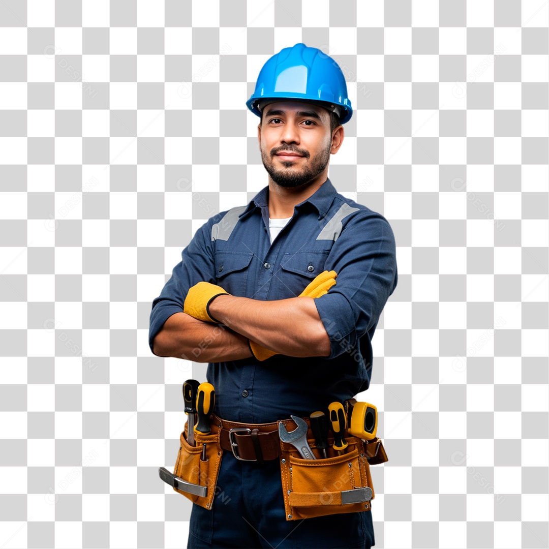 Homem com Capacete de Segurança PNG Transparente