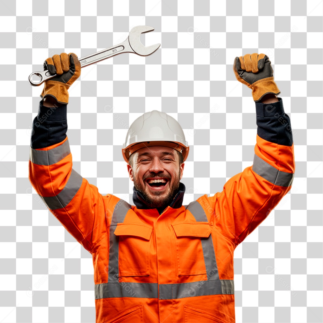 Mecânico Segurando Chave PNG Transparente