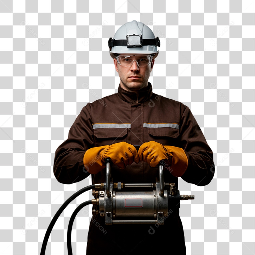 Homem com Epi de Trabalho PNG Transparente