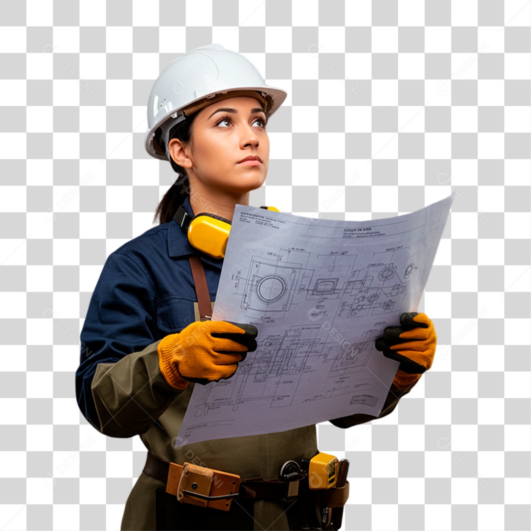 Mulher com Epi de Trabalho PNG Transparente