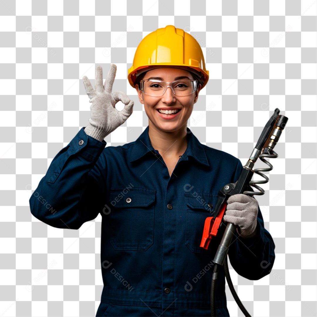 Mulher com Epi de Trabalho PNG Transparente