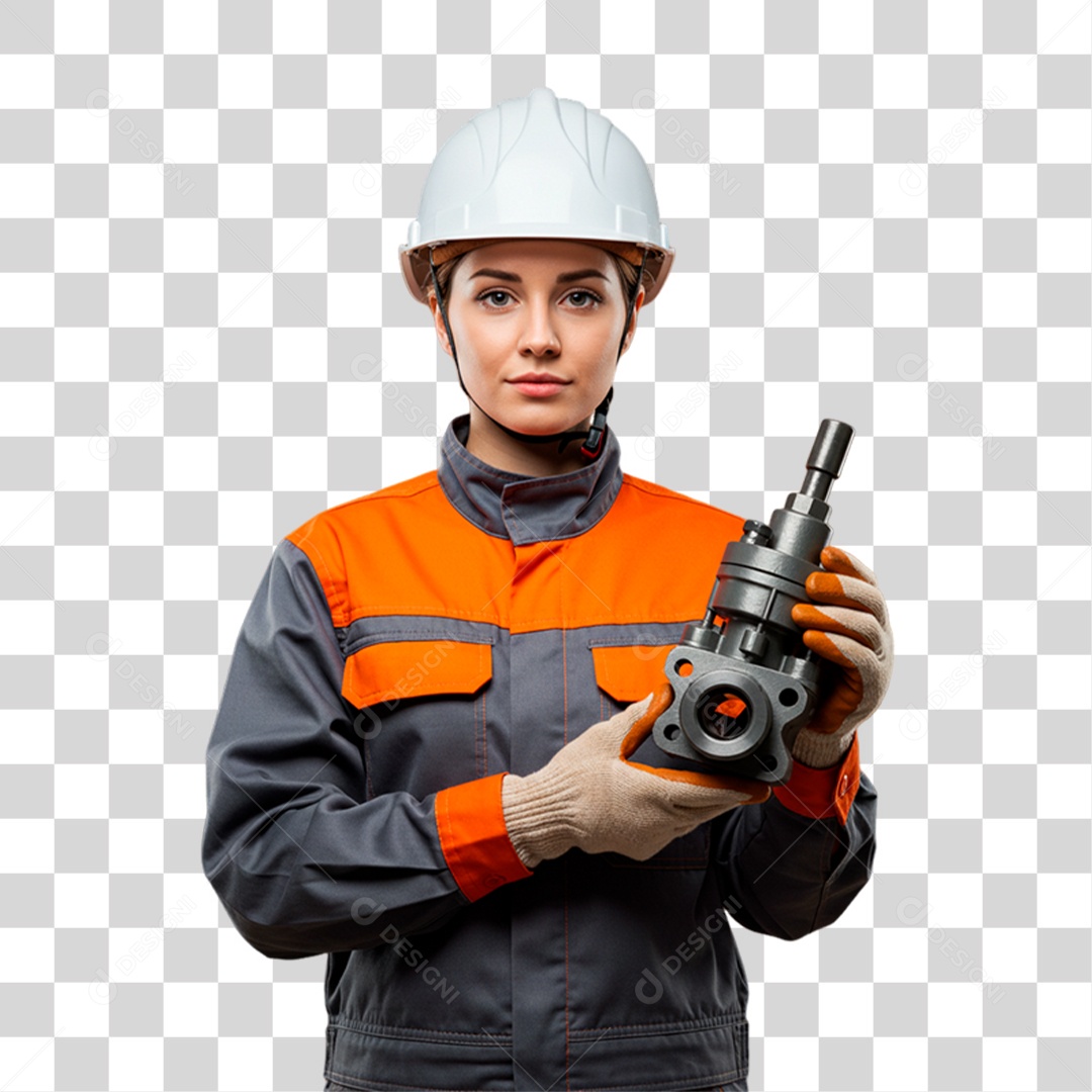 Mulher com Epi de Trabalho PNG Transparente