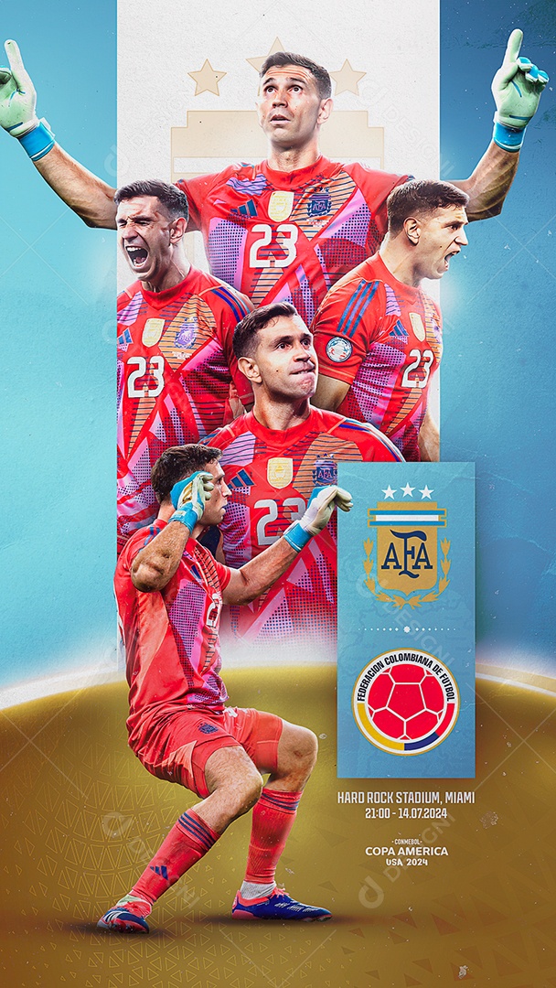Story Flyer Time de Futebol Argentina Copa América Social Media PSD