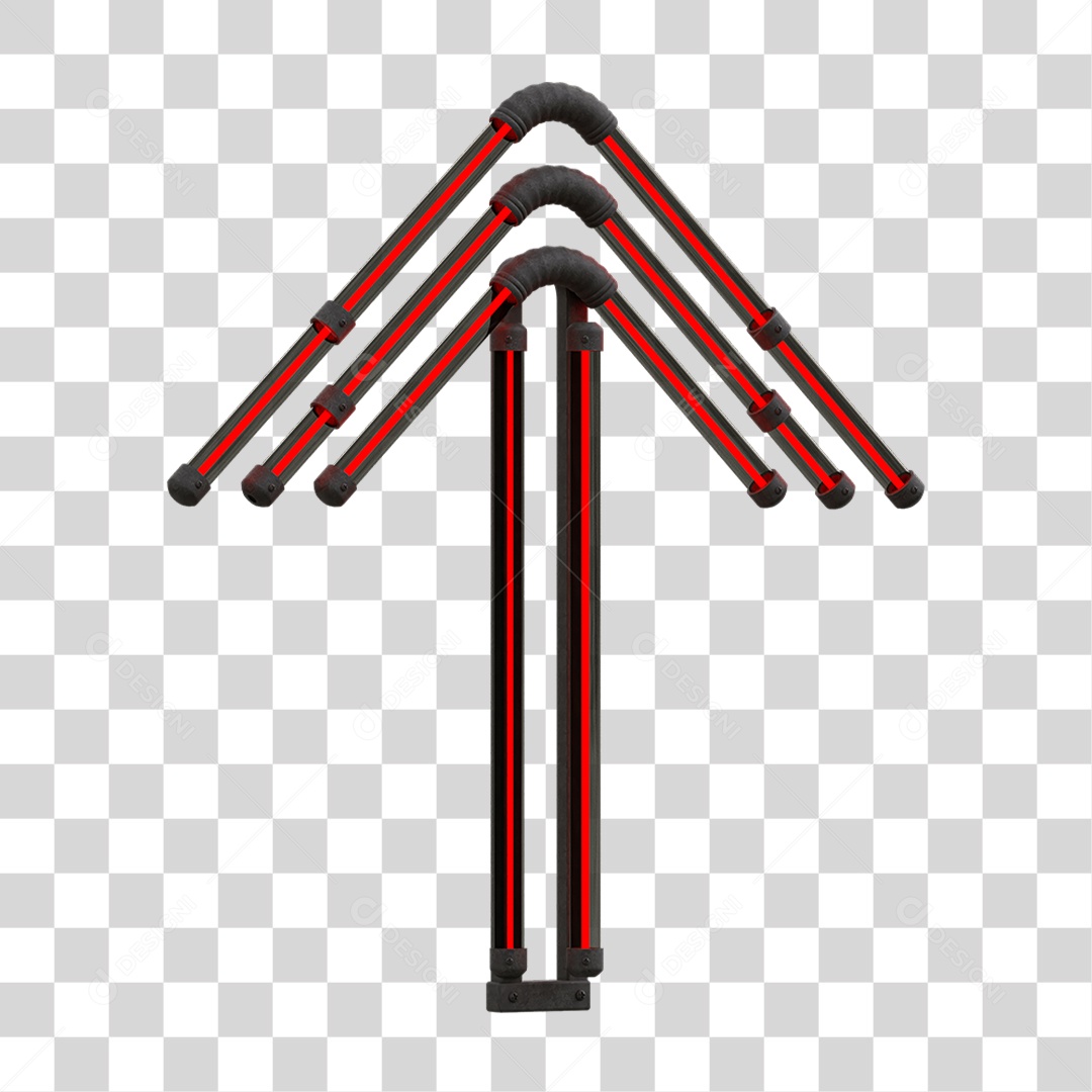 Painel de Setas Metálica com Neon Vermelho PNG Transparente