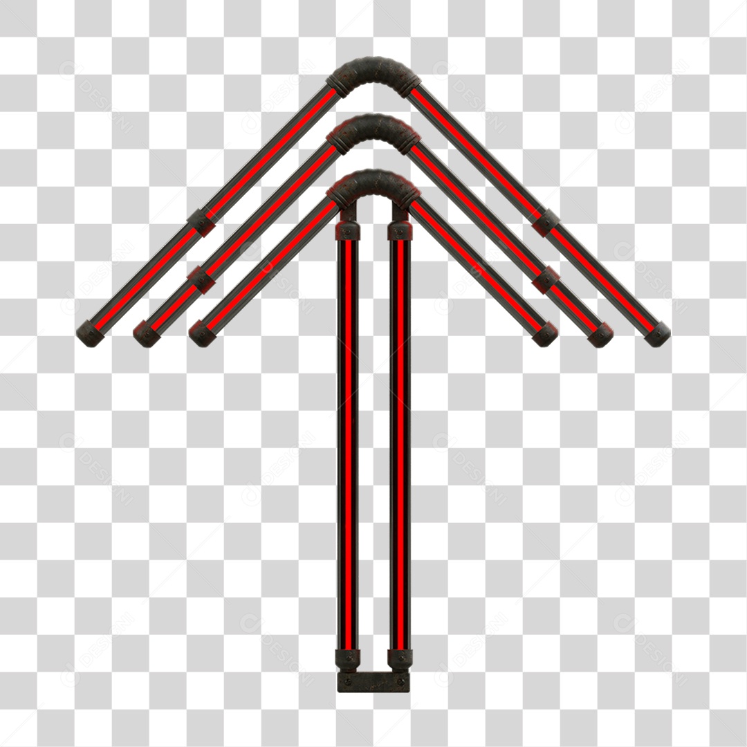 Painel de Setas Metálica com Neon Vermelho PNG Transparente