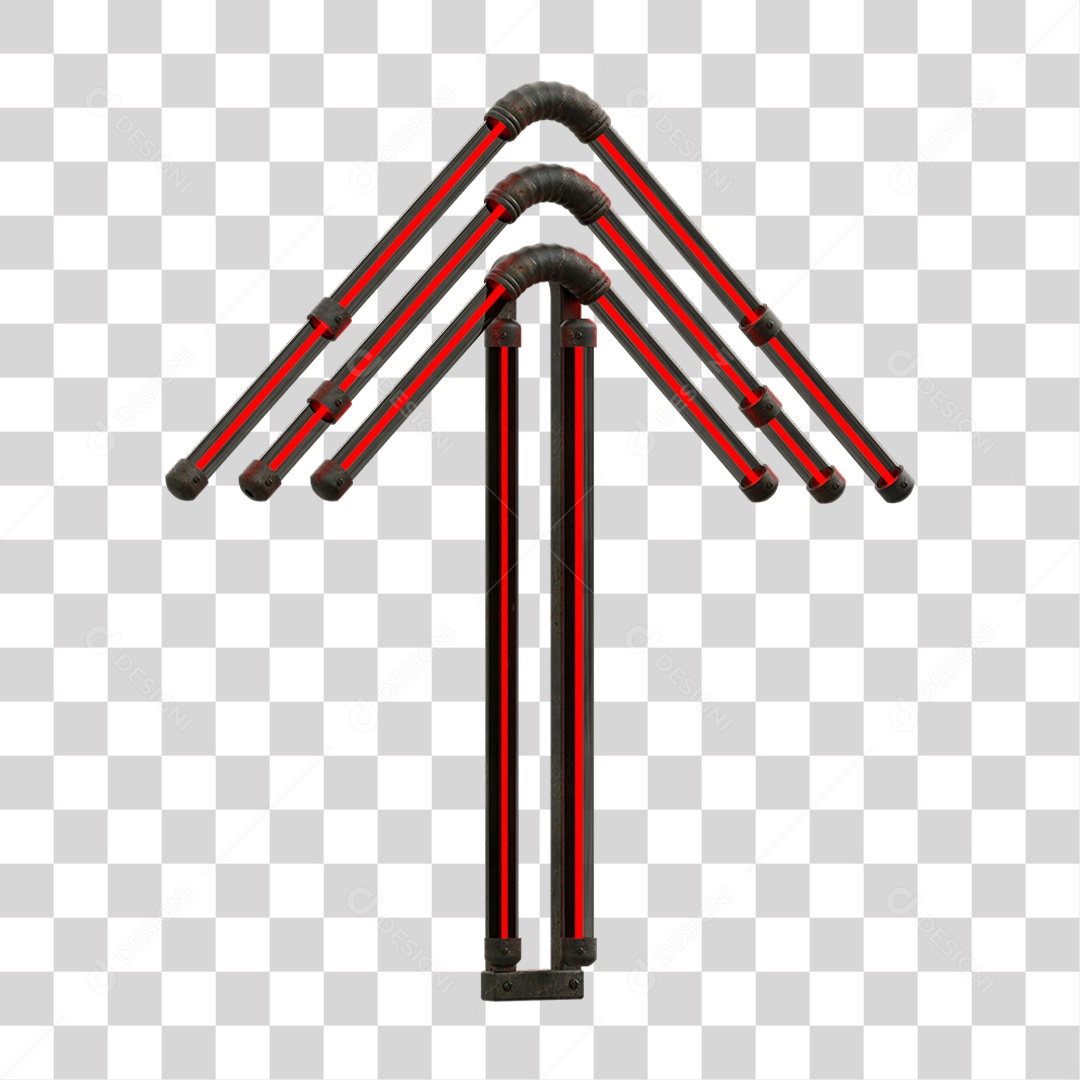 Painel de Setas Metálica com Neon Vermelho PNG Transparente