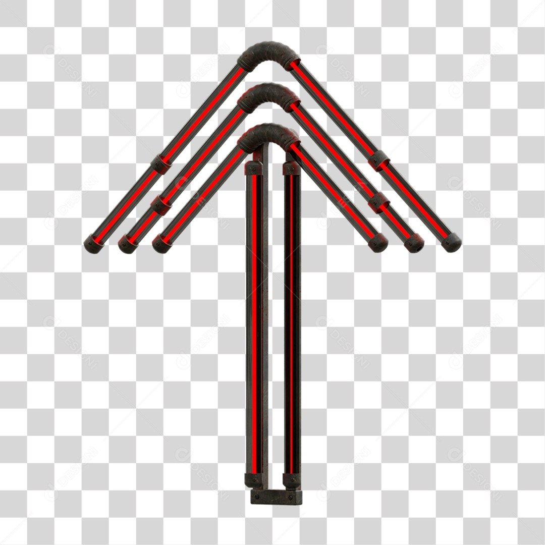 Painel de Setas Metálica com Neon Vermelho PNG Transparente