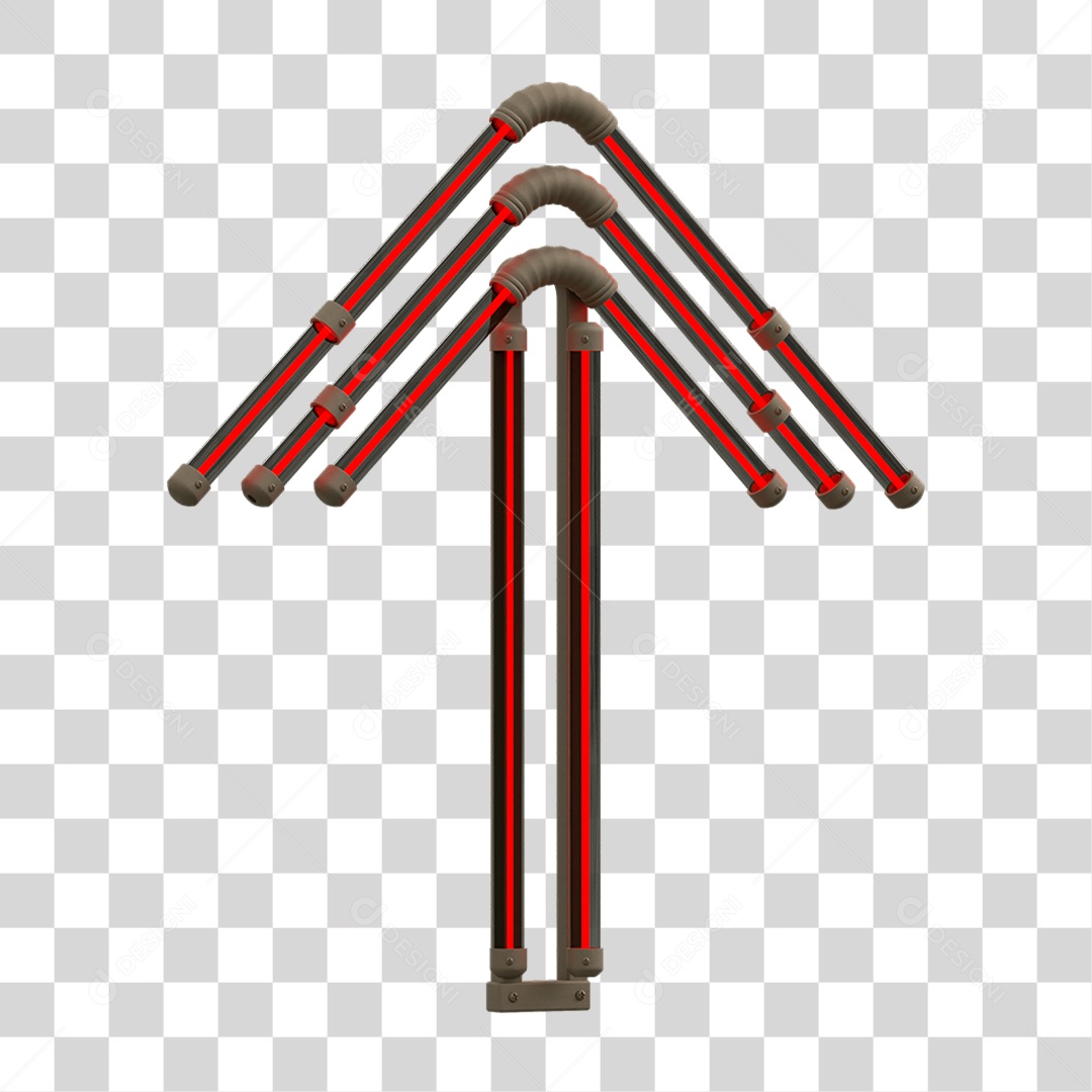 Painel de Setas Metálica com Neon Vermelho PNG Transparente