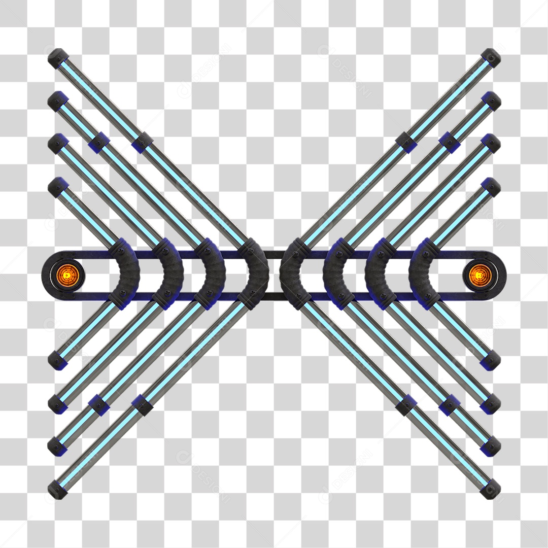 Painel de Setas Metálica com Neon Holofotes PNG Transparente