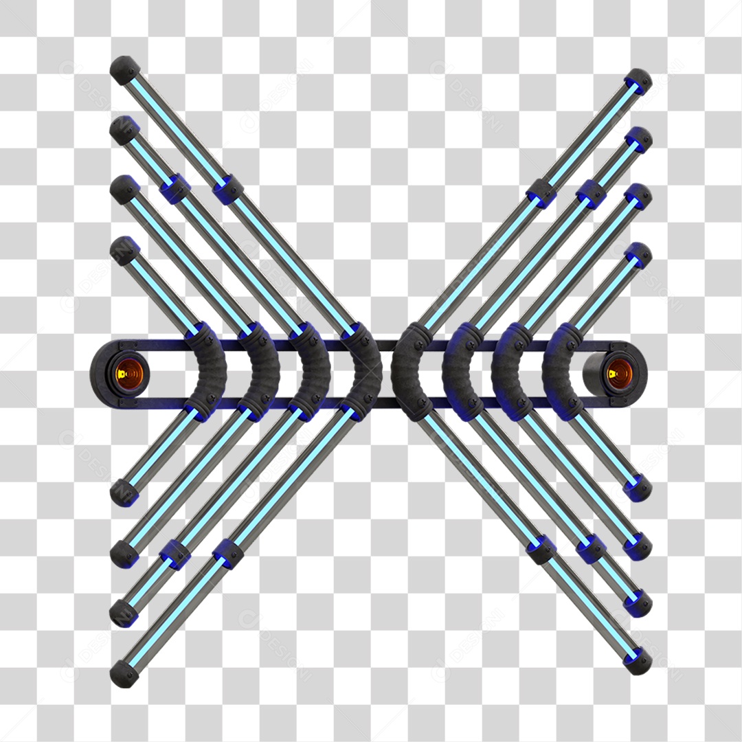 Painel de Setas Metálica com Neon Holofotes PNG Transparente