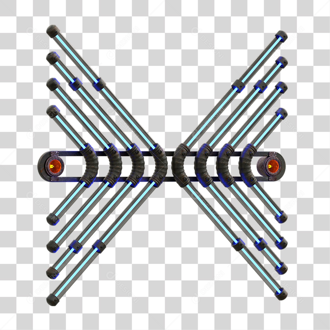 Painel de Setas Metálica com Neon Holofotes PNG Transparente