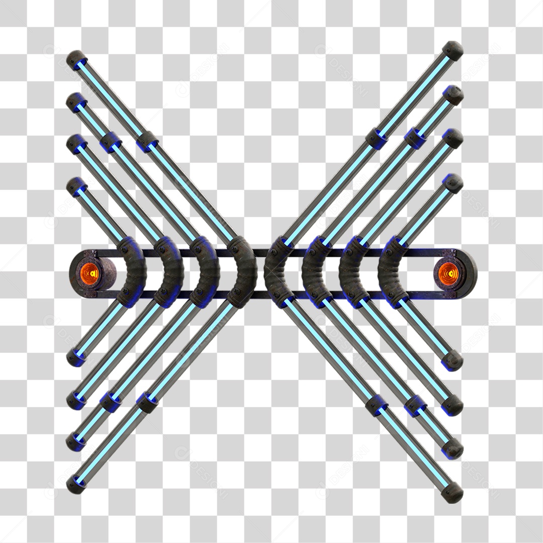 Painel de Setas Metálica com Neon Holofotes PNG Transparente