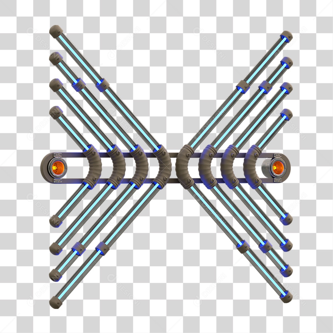 Painel de Setas Metálica com Neon Holofotes PNG Transparente