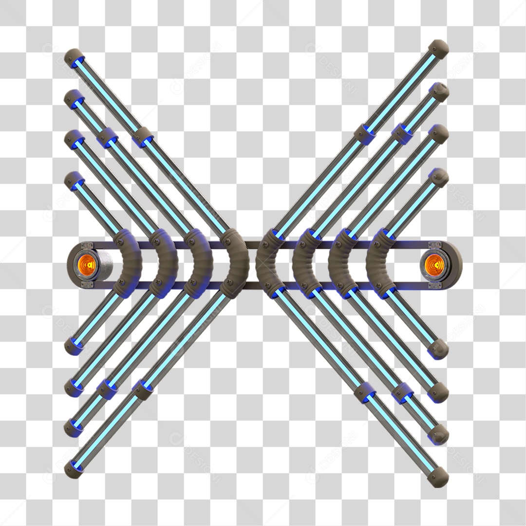 Painel de Setas Metálica com Neon Holofotes PNG Transparente