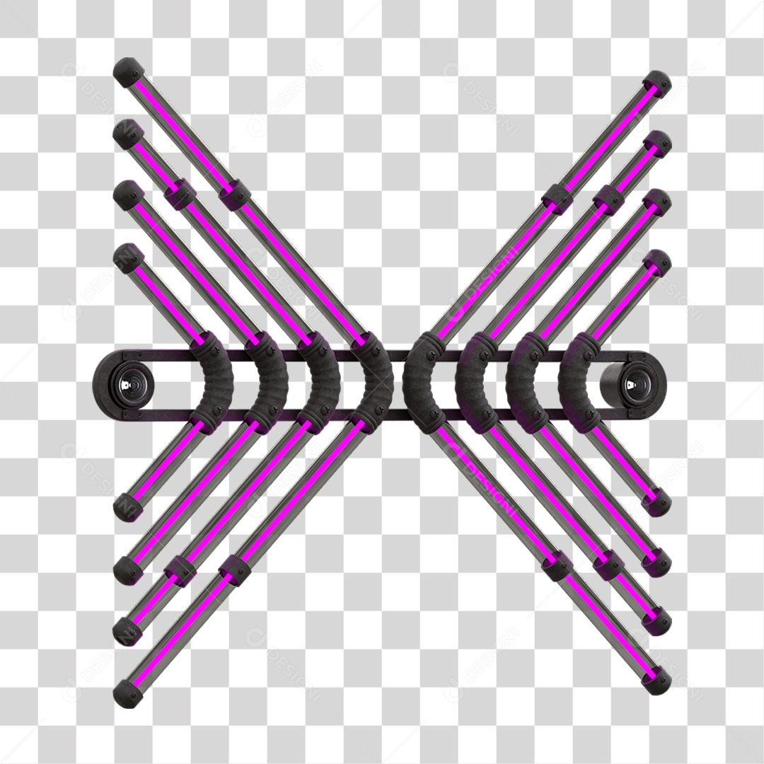 Painel de Setas Metálica com Neon Holofotes PNG Transparente