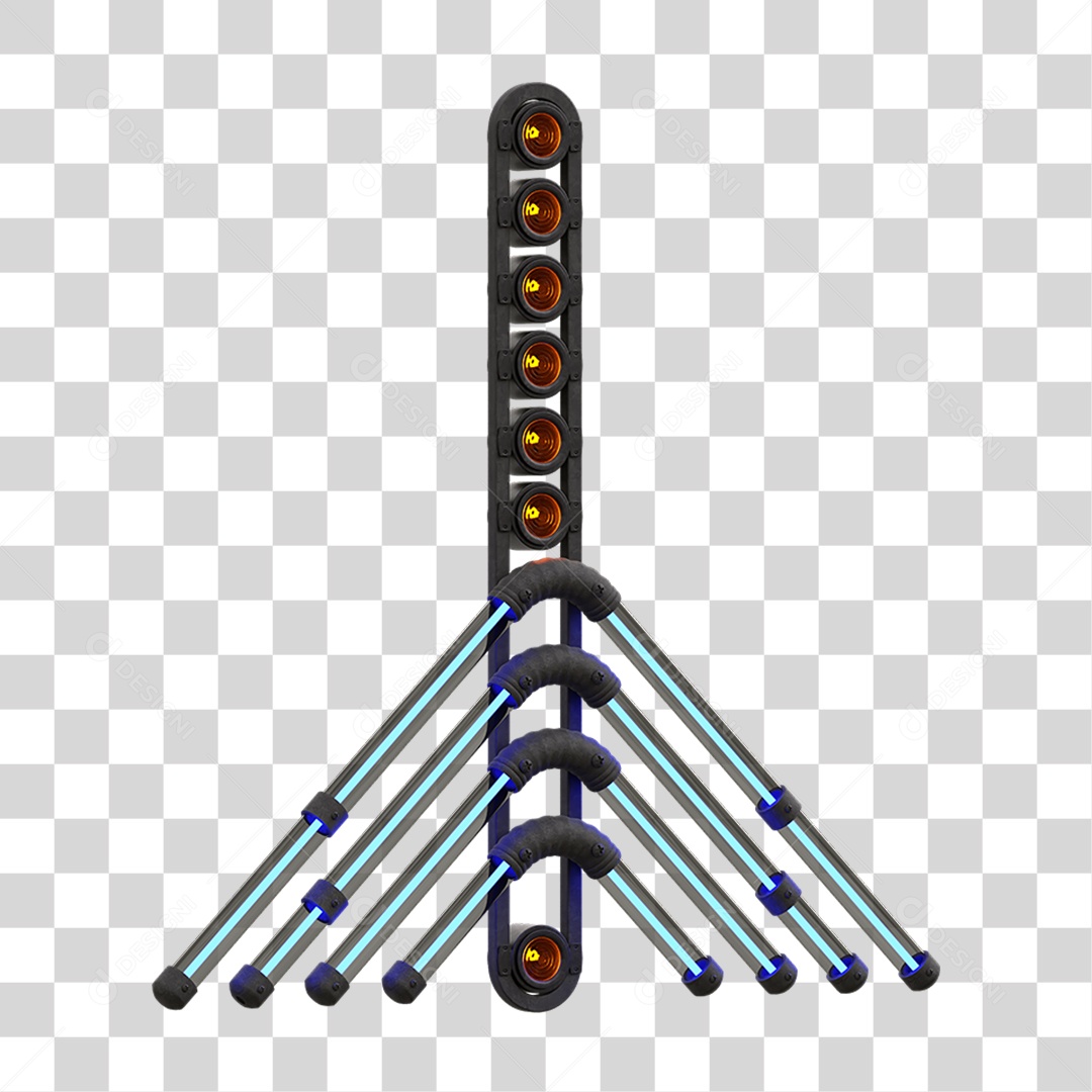 Painel de Setas Metálica com Neon Holofotes PNG Transparente