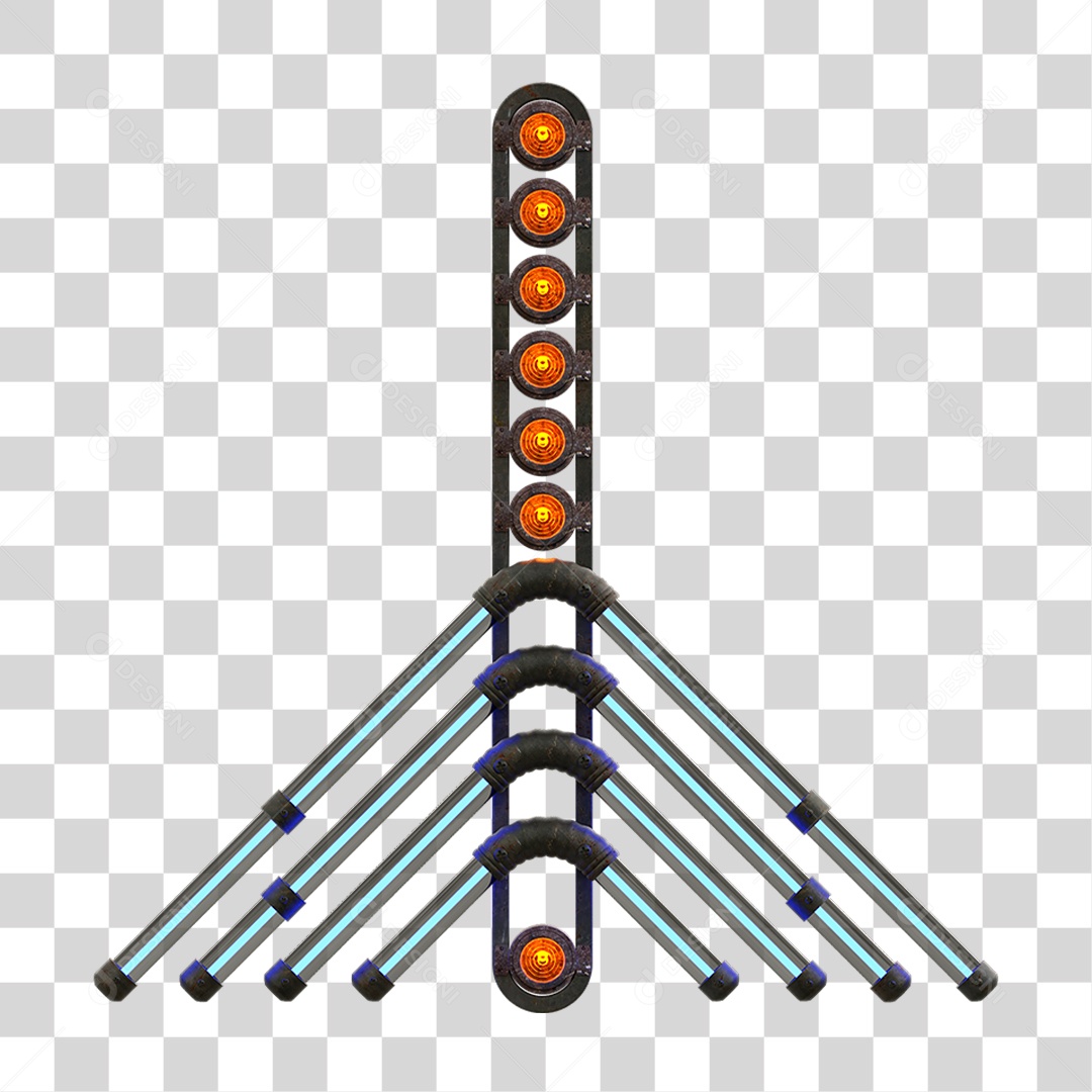 Painel de Setas Metálica com Neon Holofotes PNG Transparente