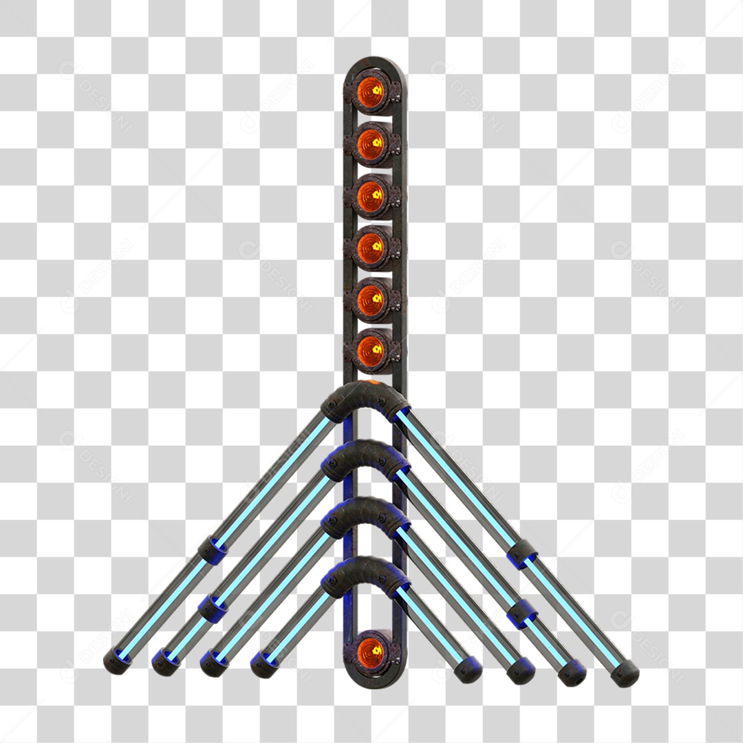 Painel de Setas Metálica com Neon Holofotes PNG Transparente