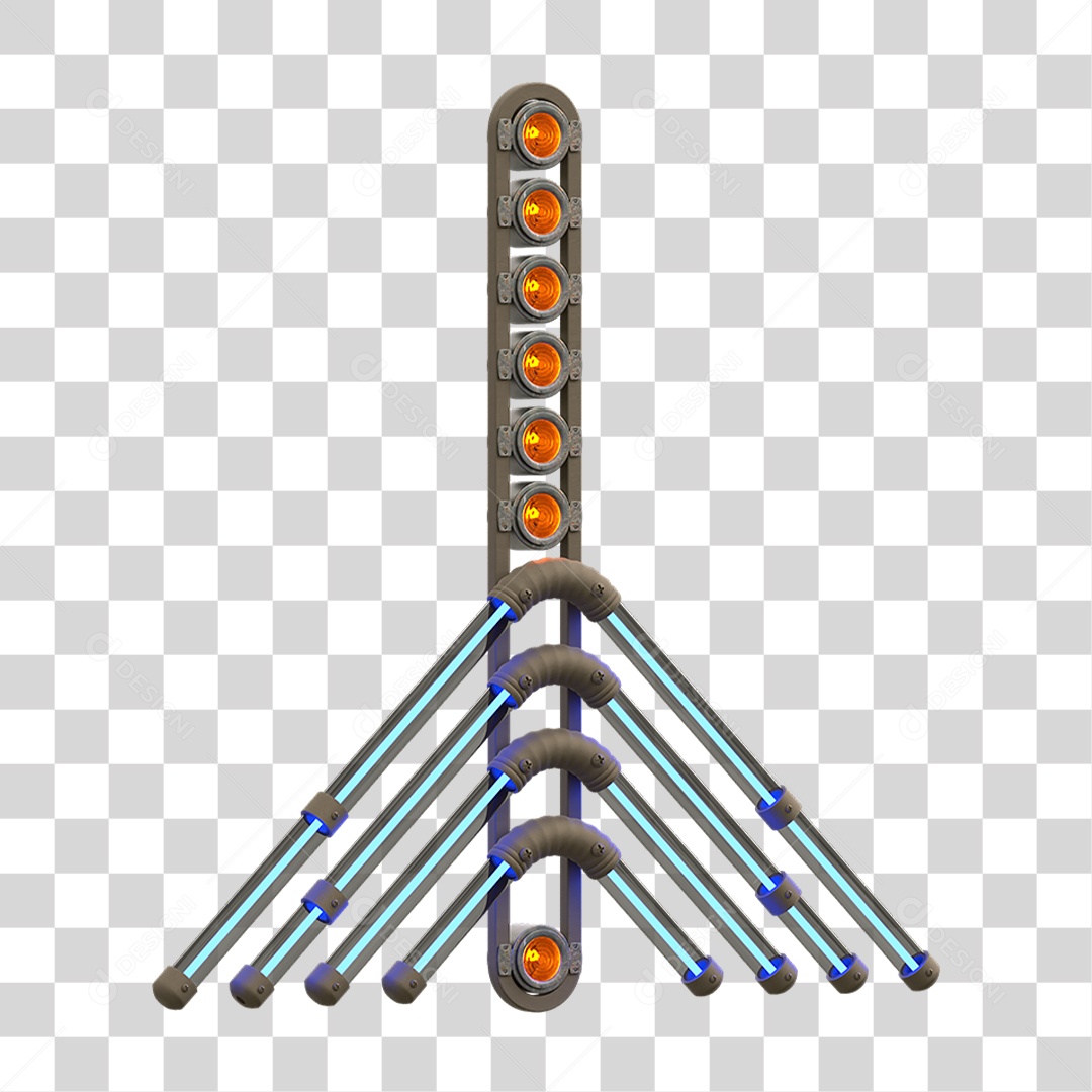 Painel de Setas Metálica com Neon Holofotes PNG Transparente