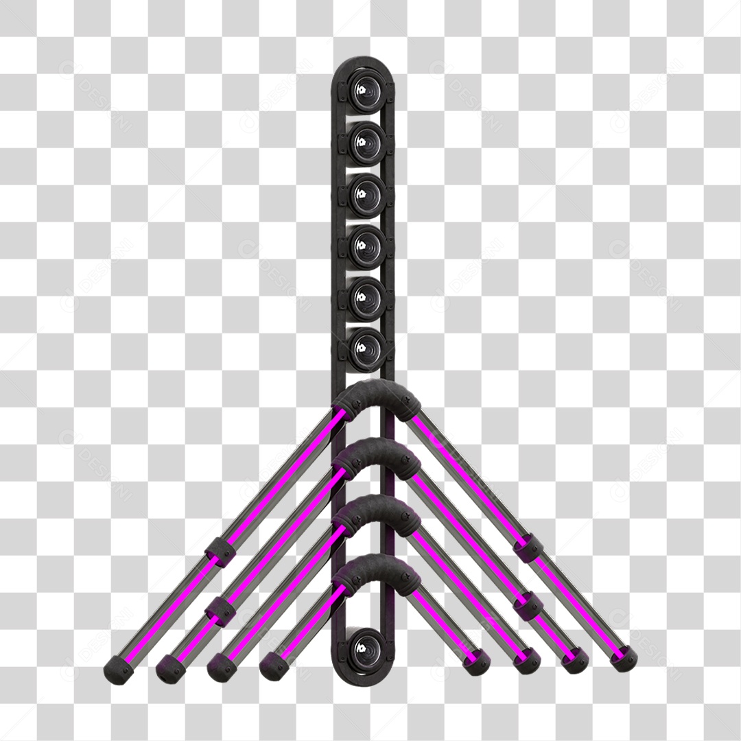 Painel de Setas Metálica com Neon Holofotes PNG Transparente