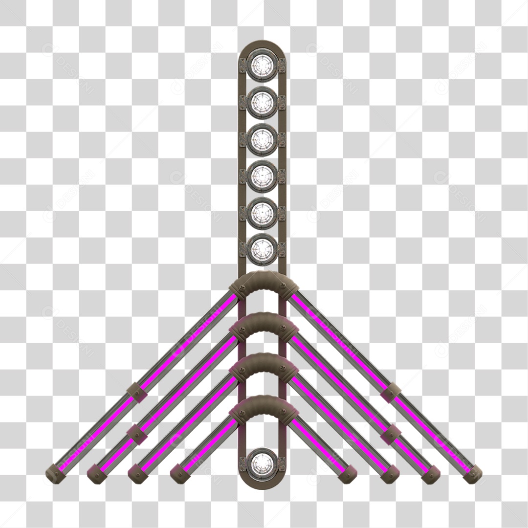 Painel de Setas Metálica com Neon Holofotes PNG Transparente