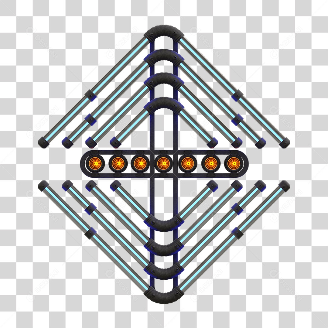 Painel de Setas Metálica com Neon Holofotes PNG Transparente