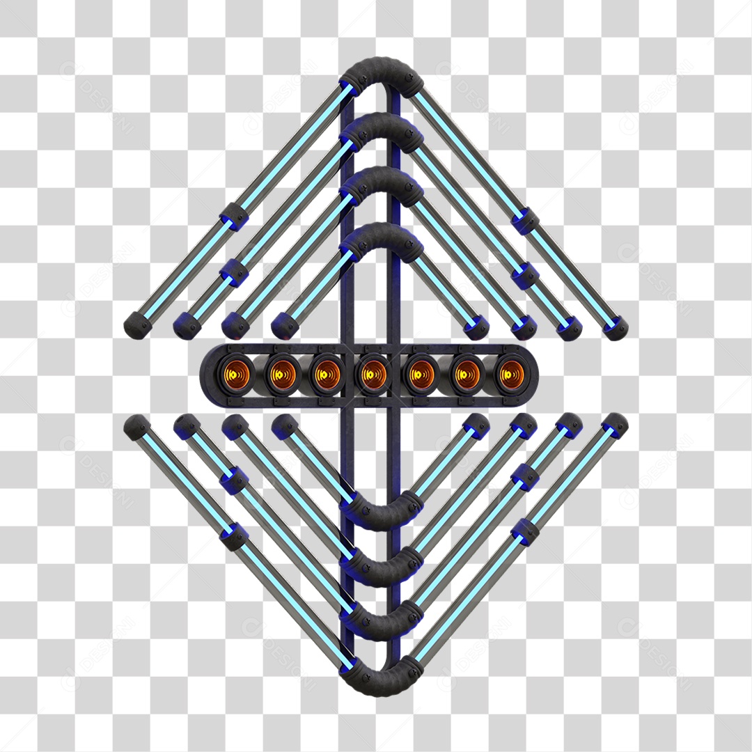 Painel de Setas Metálica com Neon Holofotes PNG Transparente