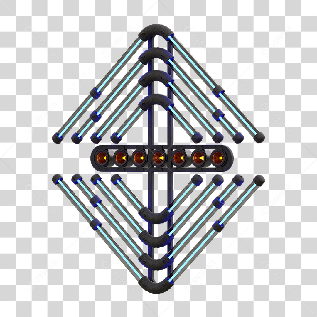 Painel de Setas Metálica com Neon Holofotes PNG Transparente